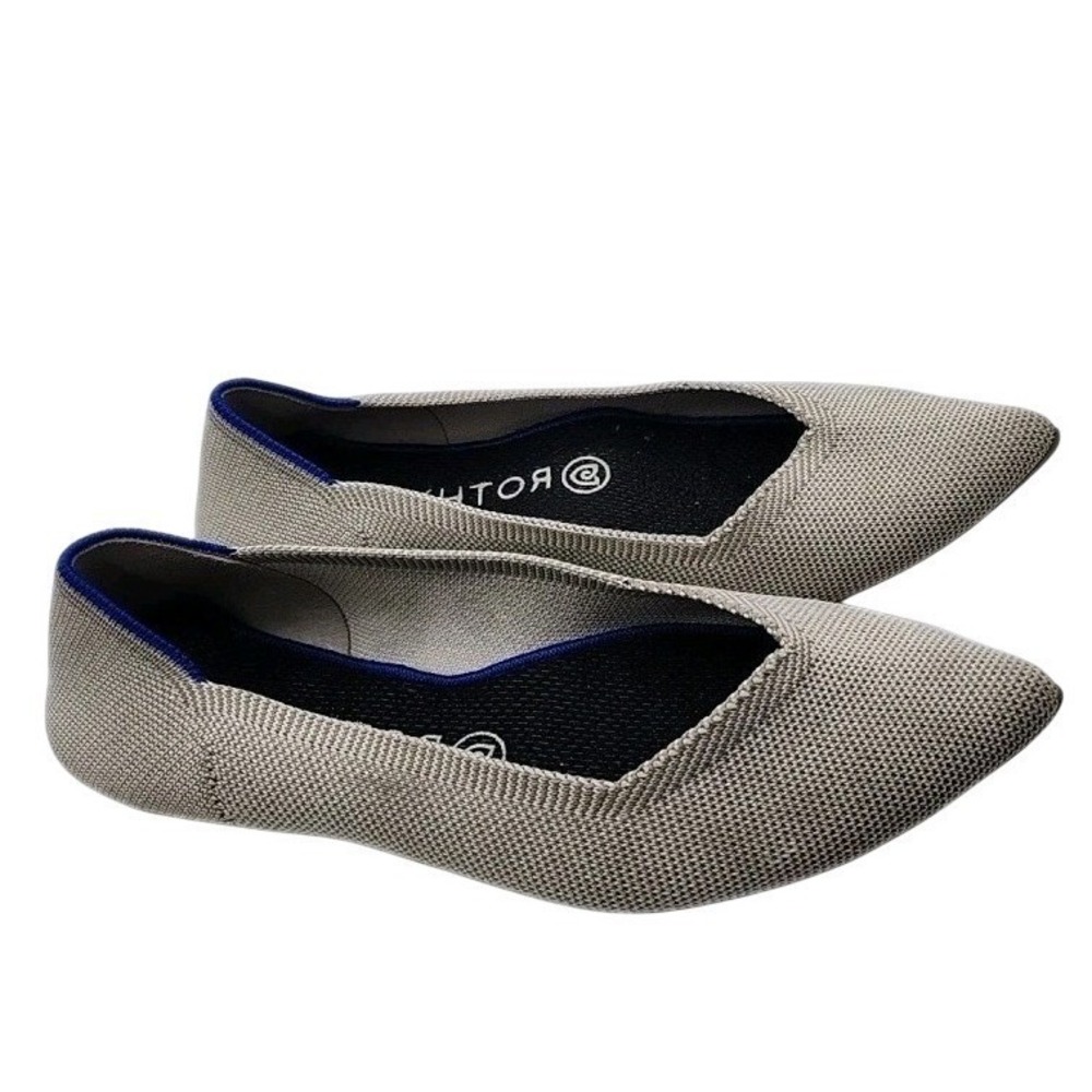 Rothys The Point Classic Birdseye Flats Womens 8 Cloud Gray Ballet Comfort